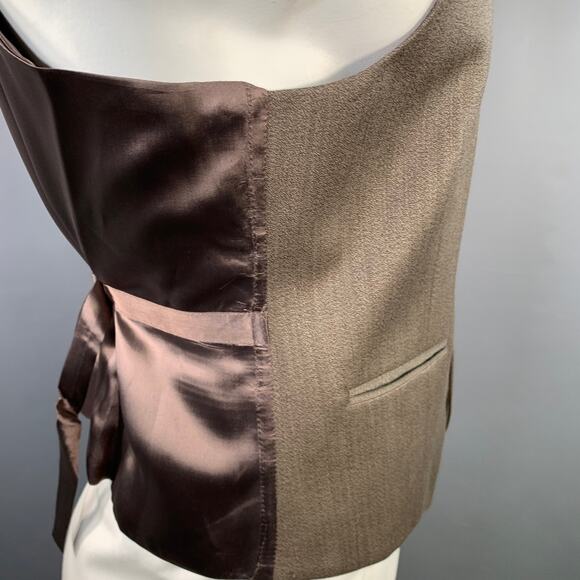 JOSEPH ABBOUD Size 42 Regular Brown Wool V-Neck Vest - Picture 6 of 10